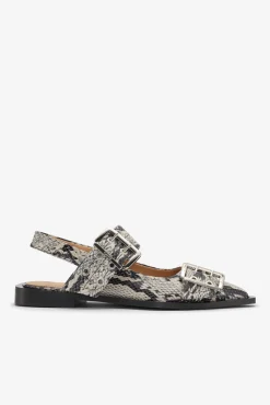 GANNI Sko | Ballerinasko<Snake Printed Feminine Buckle Ballerinas Sand
