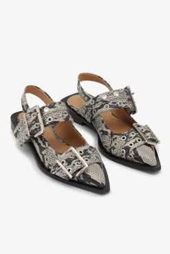 GANNI Sko | Ballerinasko<Snake Printed Feminine Buckle Ballerinas Sand