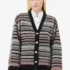 GANNI Strikkeplagg<Stripe Boxy-cardigan Phantom
