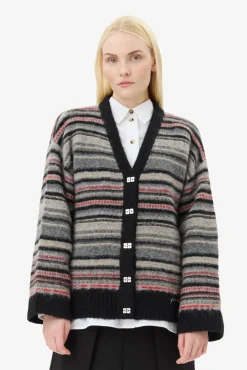 GANNI Strikkeplagg<Stripe Boxy-cardigan Phantom