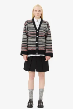GANNI Strikkeplagg<Stripe Boxy-cardigan Phantom