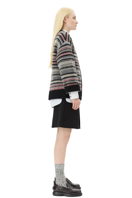 GANNI Strikkeplagg<Stripe Boxy-cardigan Phantom