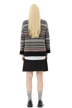 GANNI Strikkeplagg<Stripe Boxy-cardigan Phantom