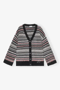 GANNI Strikkeplagg<Stripe Boxy-cardigan Phantom