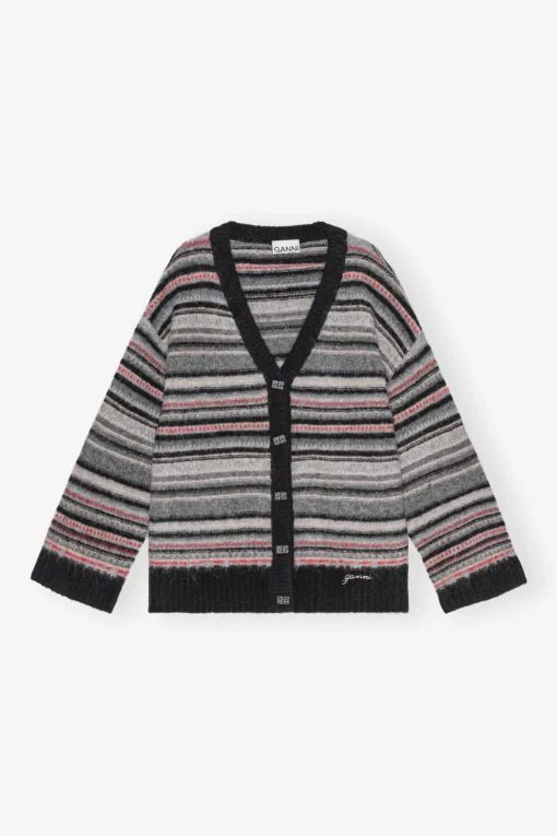 GANNI Strikkeplagg<Stripe Boxy-cardigan Phantom