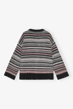 GANNI Strikkeplagg<Stripe Boxy-cardigan Phantom