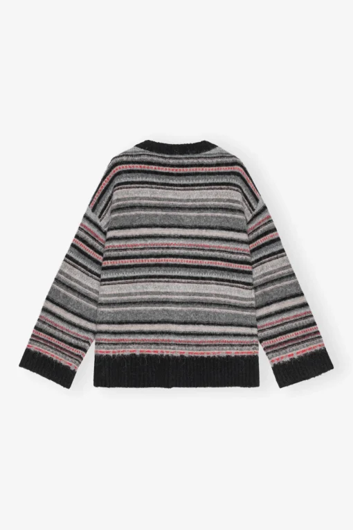 GANNI Strikkeplagg<Stripe Boxy-cardigan Phantom