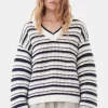GANNI Strikkeplagg<Striped V-neck-genser Multicolour