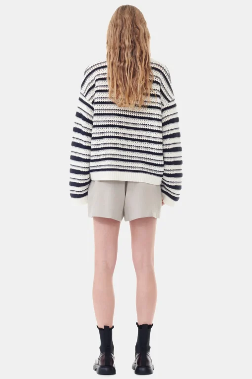 GANNI Strikkeplagg<Striped V-neck-genser Multicolour