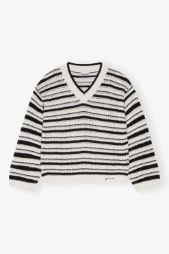 GANNI Strikkeplagg<Striped V-neck-genser Multicolour