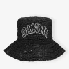 GANNI Hatter<Summer Straw-hatt Black