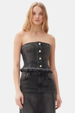 GANNI Trending Now | Sett<Washed Black Denim-topp WashedBlack/Black