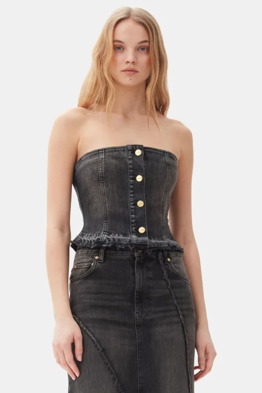 GANNI Trending Now | Sett<Washed Black Denim-topp WashedBlack/Black