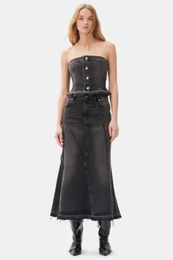 GANNI Trending Now | Sett<Washed Black Denim-topp WashedBlack/Black