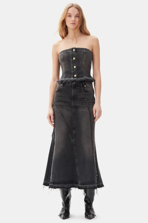 GANNI Trending Now | Sett<Washed Black Denim-topp WashedBlack/Black