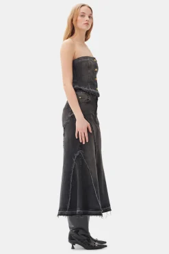GANNI Trending Now | Sett<Washed Black Denim-topp WashedBlack/Black