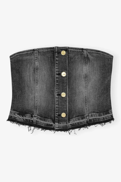 GANNI Trending Now | Sett<Washed Black Denim-topp WashedBlack/Black