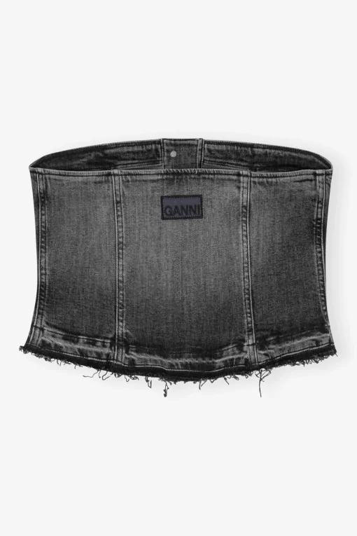 GANNI Trending Now | Sett<Washed Black Denim-topp WashedBlack/Black