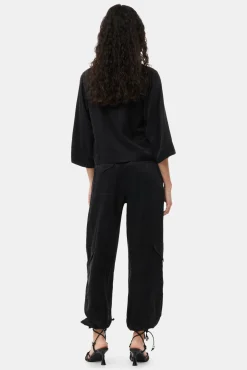 GANNI Ganni Exclusives | Sett<Washed Satin Crop Shirt Black