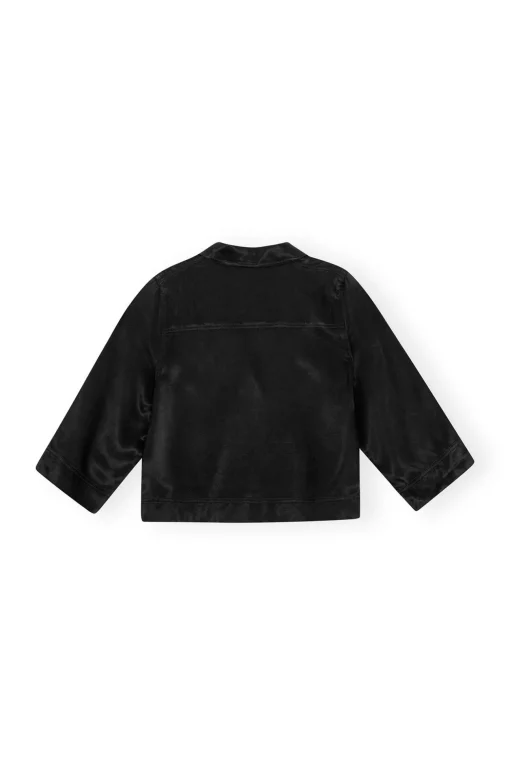 GANNI Ganni Exclusives | Sett<Washed Satin Crop Shirt Black