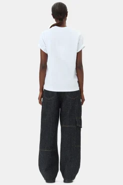 GANNI Plus Size Klær | T-skjorter<White Basic Jersey Kittens Relaxed-T-skjorte BrightWhite