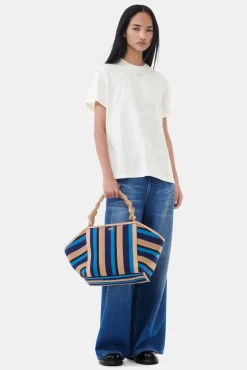 GANNI T-skjorter | Topper<White Basic Jersey Rhinestone Relaxed-T-skjorte Egret