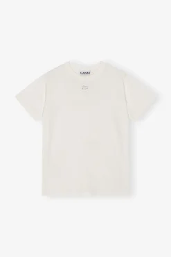 GANNI T-skjorter | Topper<White Basic Jersey Rhinestone Relaxed-T-skjorte Egret