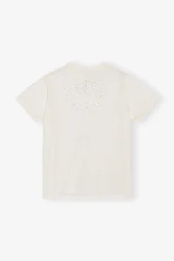 GANNI T-skjorter | Topper<White Basic Jersey Rhinestone Relaxed-T-skjorte Egret