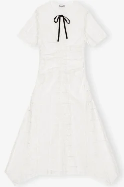 GANNI Kjoler<White Broderie Anglaise Long-kjole Egret