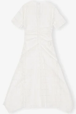 GANNI Kjoler<White Broderie Anglaise Long-kjole Egret