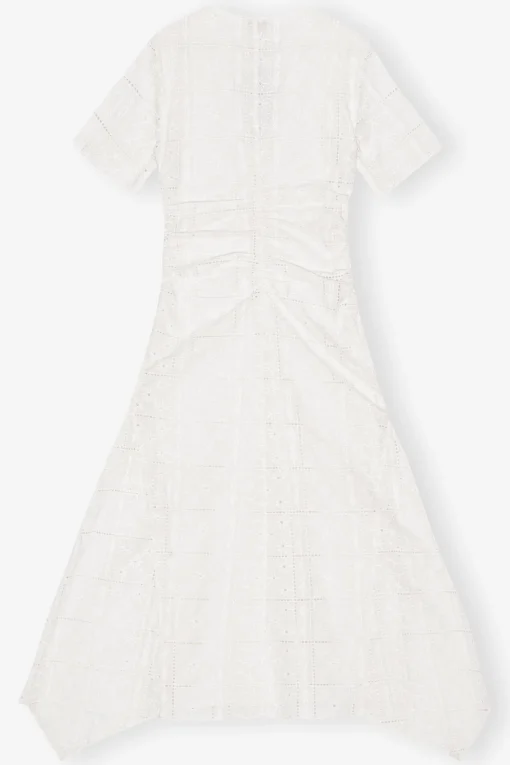 GANNI Kjoler<White Broderie Anglaise Long-kjole Egret