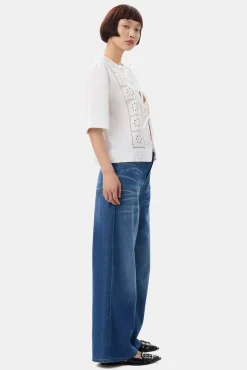 GANNI Ganni Exclusives | Topper<White Broderie Anglaise Tie-bluse BrightWhite