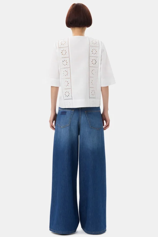GANNI Ganni Exclusives | Topper<White Broderie Anglaise Tie-bluse BrightWhite