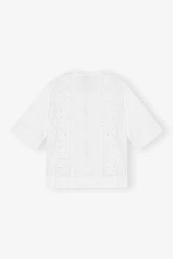 GANNI Ganni Exclusives | Topper<White Broderie Anglaise Tie-bluse BrightWhite