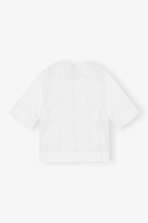 GANNI Ganni Exclusives | Topper<White Broderie Anglaise Tie-bluse BrightWhite
