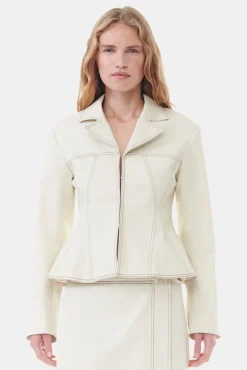 GANNI Dresstoff | Kåper & Jakker<White Canvas Fitted-blazer SummerSand