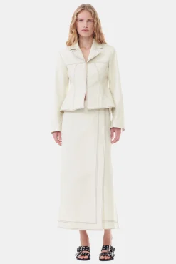 GANNI Dresstoff | Kåper & Jakker<White Canvas Fitted-blazer SummerSand