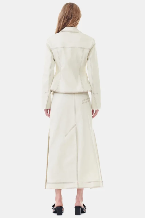 GANNI Dresstoff | Kåper & Jakker<White Canvas Fitted-blazer SummerSand