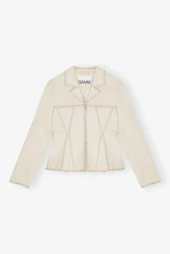 GANNI Dresstoff | Kåper & Jakker<White Canvas Fitted-blazer SummerSand