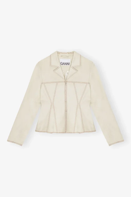 GANNI Dresstoff | Kåper & Jakker<White Canvas Fitted-blazer SummerSand