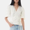 GANNI Ganni Exclusives | Topper<White Dotted Crinkled Satin Wrap-bluse Egret