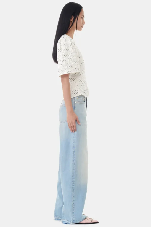GANNI Ganni Exclusives | Topper<White Dotted Crinkled Satin Wrap-bluse Egret