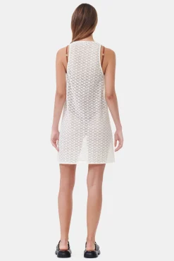 GANNI Kjoler<White Mesh Lace Mini-kjole Egret