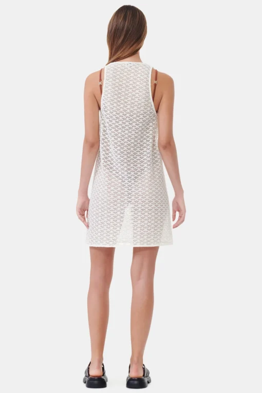 GANNI Kjoler<White Mesh Lace Mini-kjole Egret
