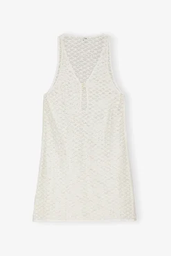 GANNI Kjoler<White Mesh Lace Mini-kjole Egret