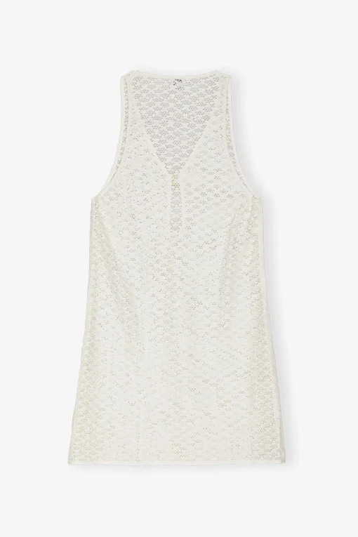 GANNI Kjoler<White Mesh Lace Mini-kjole Egret