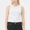 GANNI Topper<White Rhinestone Butterfly-singlet BrightWhite