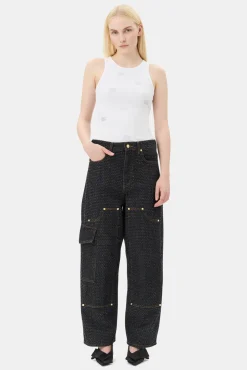 GANNI Topper<White Rhinestone Butterfly-singlet BrightWhite