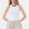 GANNI Små Gaver | Plus Size Klær<White Soft Cotton Rib-singlet BrightWhite