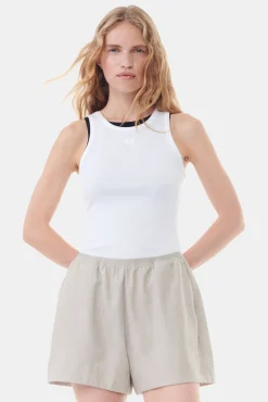 GANNI Små Gaver | Plus Size Klær<White Soft Cotton Rib-singlet BrightWhite